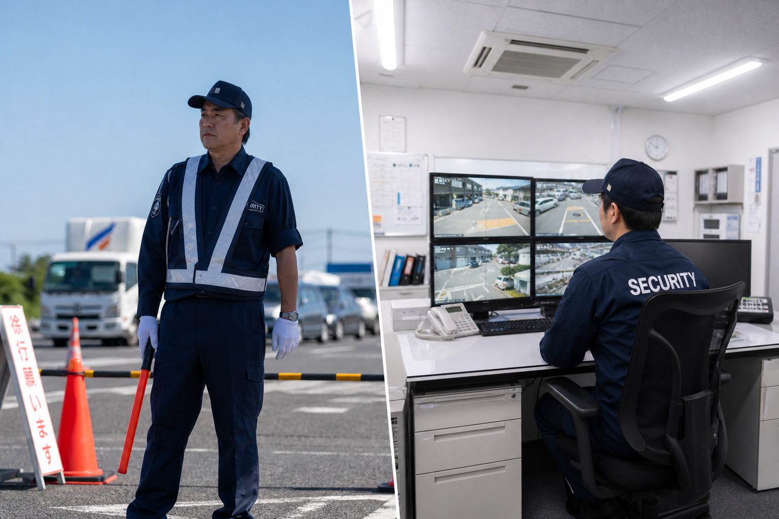 屋外交通誘導と屋内施設警備の対比、警備業務の多様な働き方